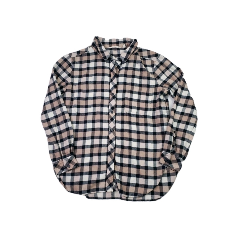 Athleta Womens Plaid Button-Down Blouse Size M/P